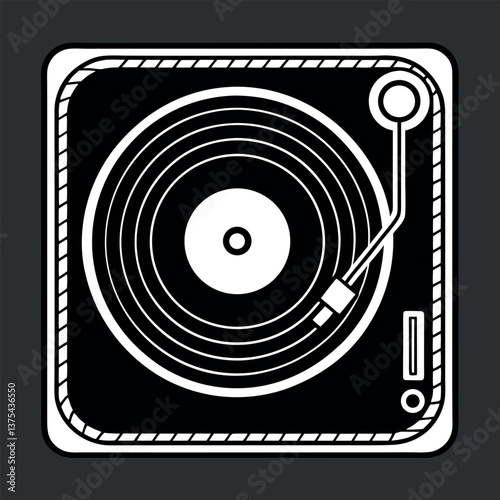 Silhouette of a turntable with a vinyl spinning.