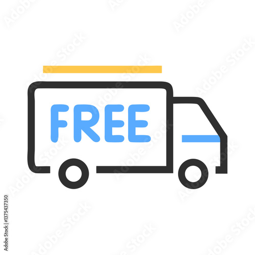 Free shipping truck icon in blue and black colors