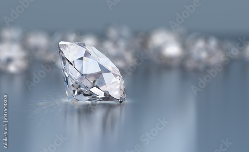 Canvas Print diamond on the background of a scattering of diamonds