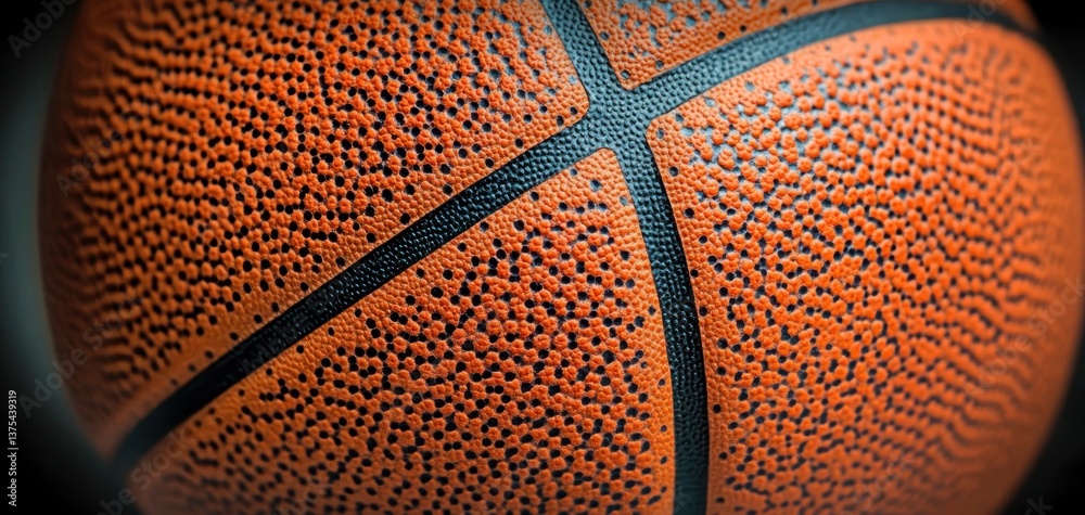 Fototapeta premium Close-up Basketball Texture Macro Photography Warm Lighting Orange Black Patterns