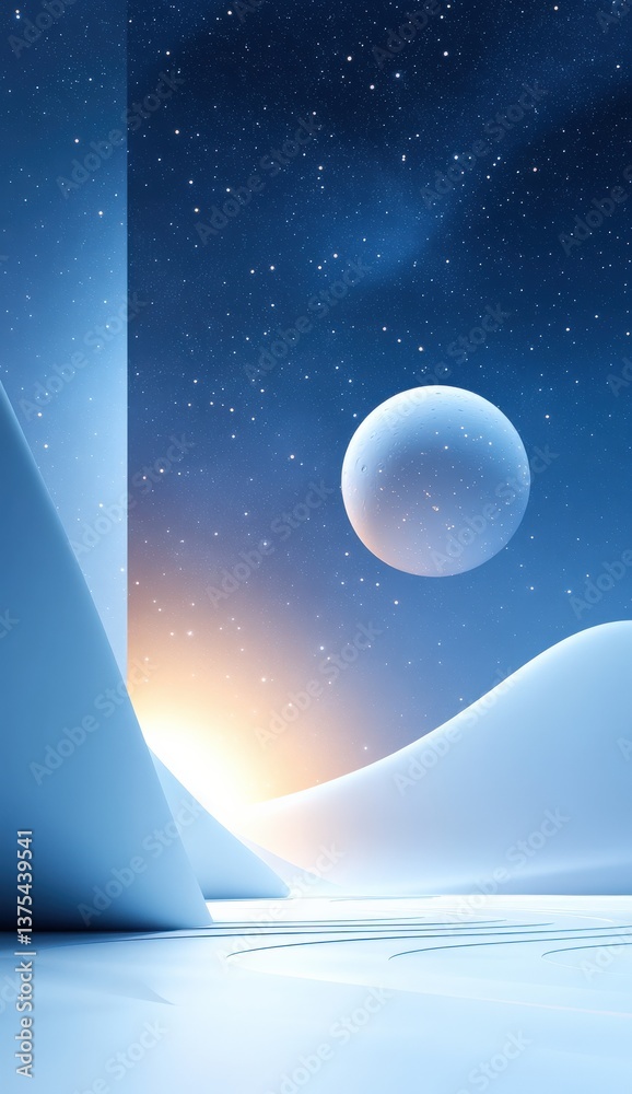 Naklejka premium Alien Planet Sunrise Scene