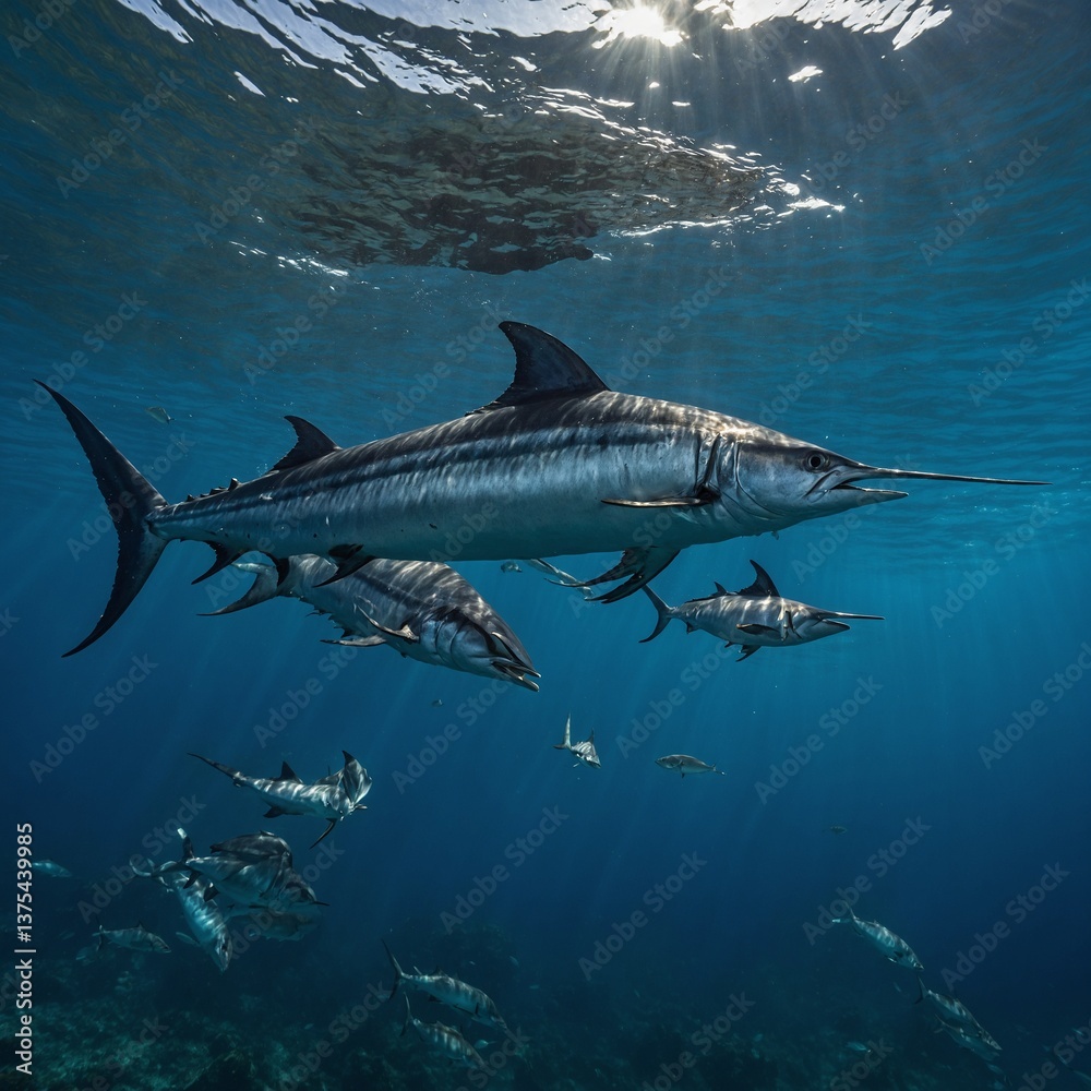 Fototapeta premium Marlins Epic Underwater Chase