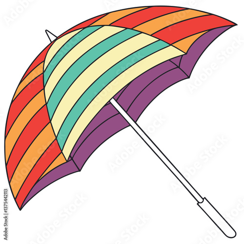 A colorful striped umbrella.