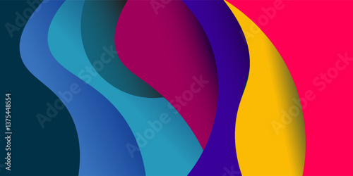 multi colored abstract red orange green purple yellow colorful wavy papercut overlap layers background