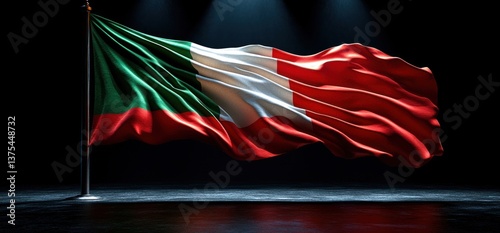 Wallpaper Mural Italian Flag Waving on Metallic Pole with High Detail and Dramatic Lighting Torontodigital.ca