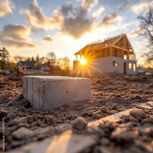 Sunset over Construction Site