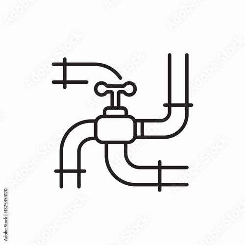 Plumbing pipe system repair icon vector sign