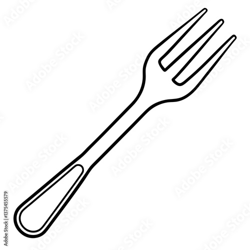 a minimalist line drawing of a classic fork. Featuring a simple design with tines and handle, perfect for illustrating dining or culinary concepts.
