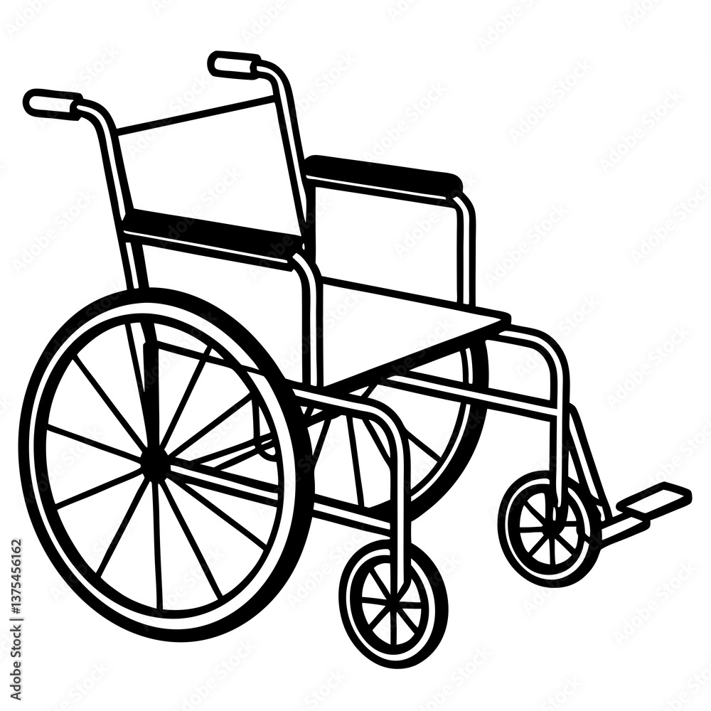 Fototapeta premium A black and white illustration of a wheelchair representing mobility and independence for people with disabilities.