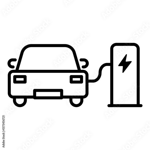 electric vehicle charing line icon