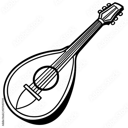 a detailed illustration of a mandolin, a stringed musical instrument