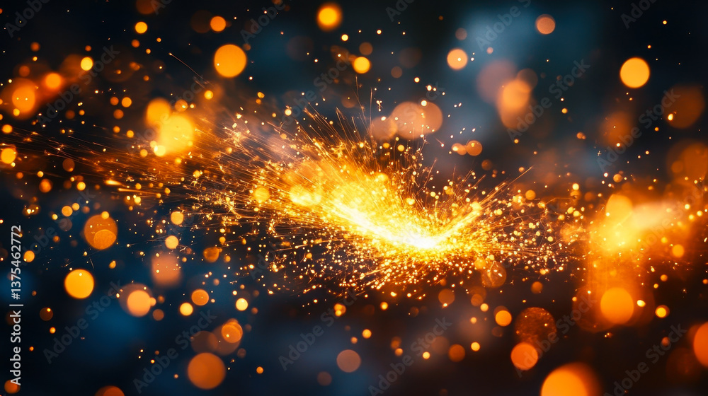 Fototapeta premium Dynamic Sparks and Bokeh Lights on Black Background for Creative Visuals