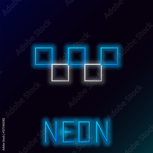 Glowing neon line Taxi car roof icon isolated on black background. Colorful outline concept. Vector