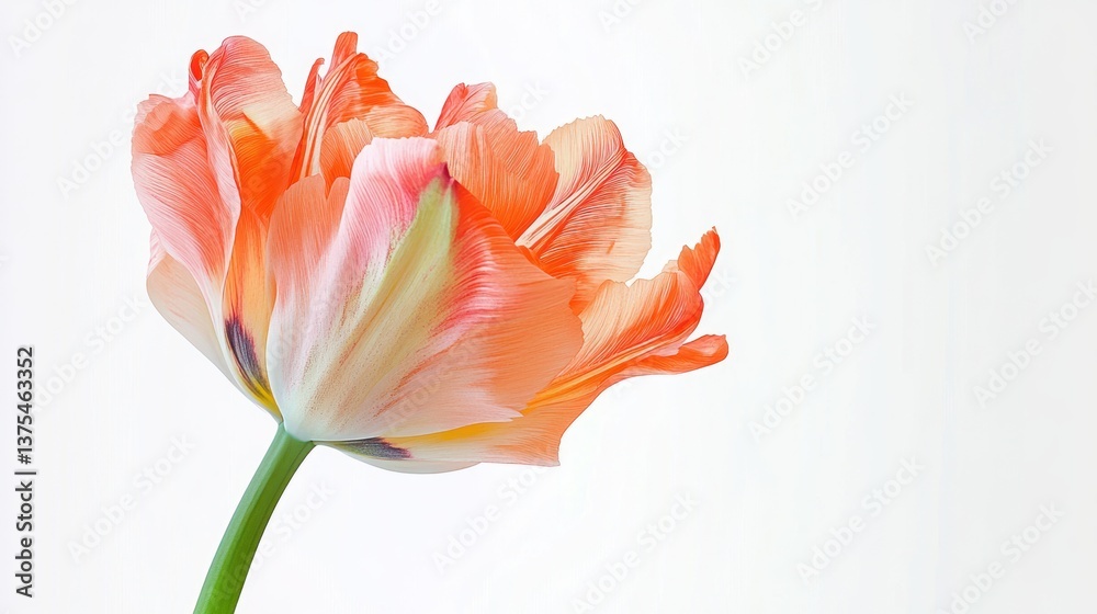 Fototapeta premium Close-Up Parrot Tulip Isolated on White Background Vibrant Colors and Textures