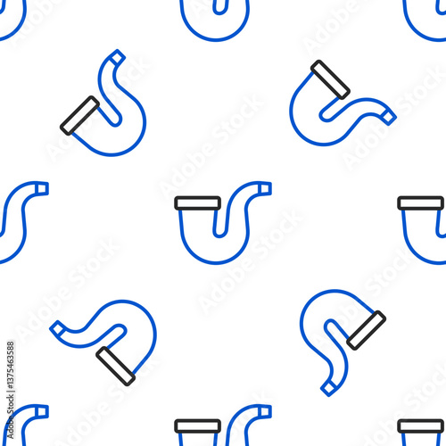 Line Smoking pipe with smoke icon isolated seamless pattern on white background. Tobacco pipe. Colorful outline concept. Vector