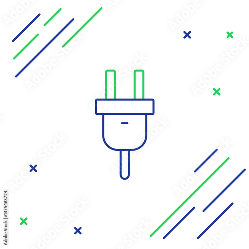 Line Electric plug icon isolated on white background. Concept of connection and disconnection of the electricity. Colorful outline concept. Vector