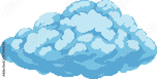 Cloud pixel art. Graphic element for video games in retro style. 16-bit cartoon vector illustration.