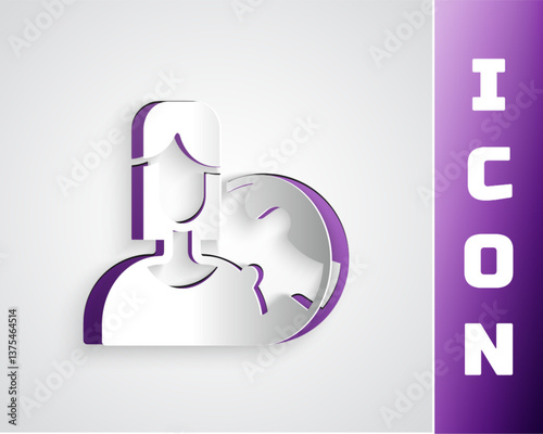 Paper cut Women from different countries and religions icon isolated on grey background. Fight for freedom, independence, equality. Paper art style. Vector