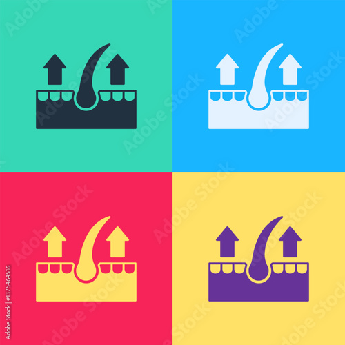 Pop art Human hair follicle icon isolated on color background. Hair care treatment. Vector