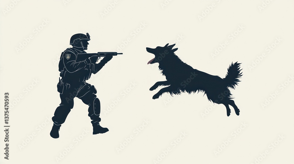 Fototapeta premium Soldier with dog training exercise