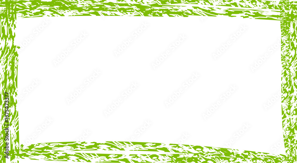 Obraz premium Rectangle frame with crayon or chalk texture effect in green color