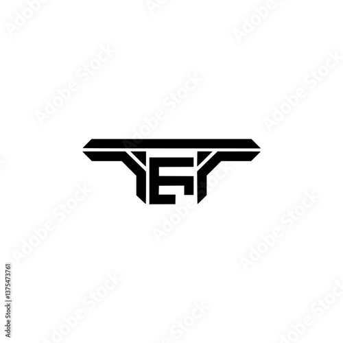 Bold Black Geometric Logo Design, "YET" Initialism, Minimalist Style