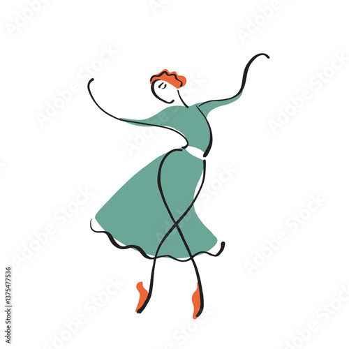 Stylized Dance Illustration of a Graceful Woman