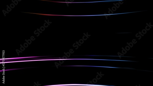 Colorful light trails creating a futuristic design on a black background