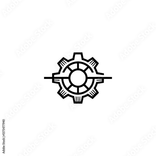 Gear Icon: Modern Minimalist Mechanical Symbol, Abstract Logo Design