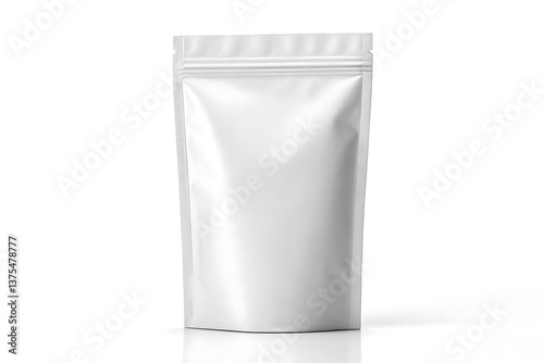 A pristine, blank stand-up pouch ready for your brand's unique design, showcasing its smooth, matte surface and clean lines against a bright white background.