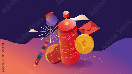 Celebrating prosperity with fireworks money and good tidings