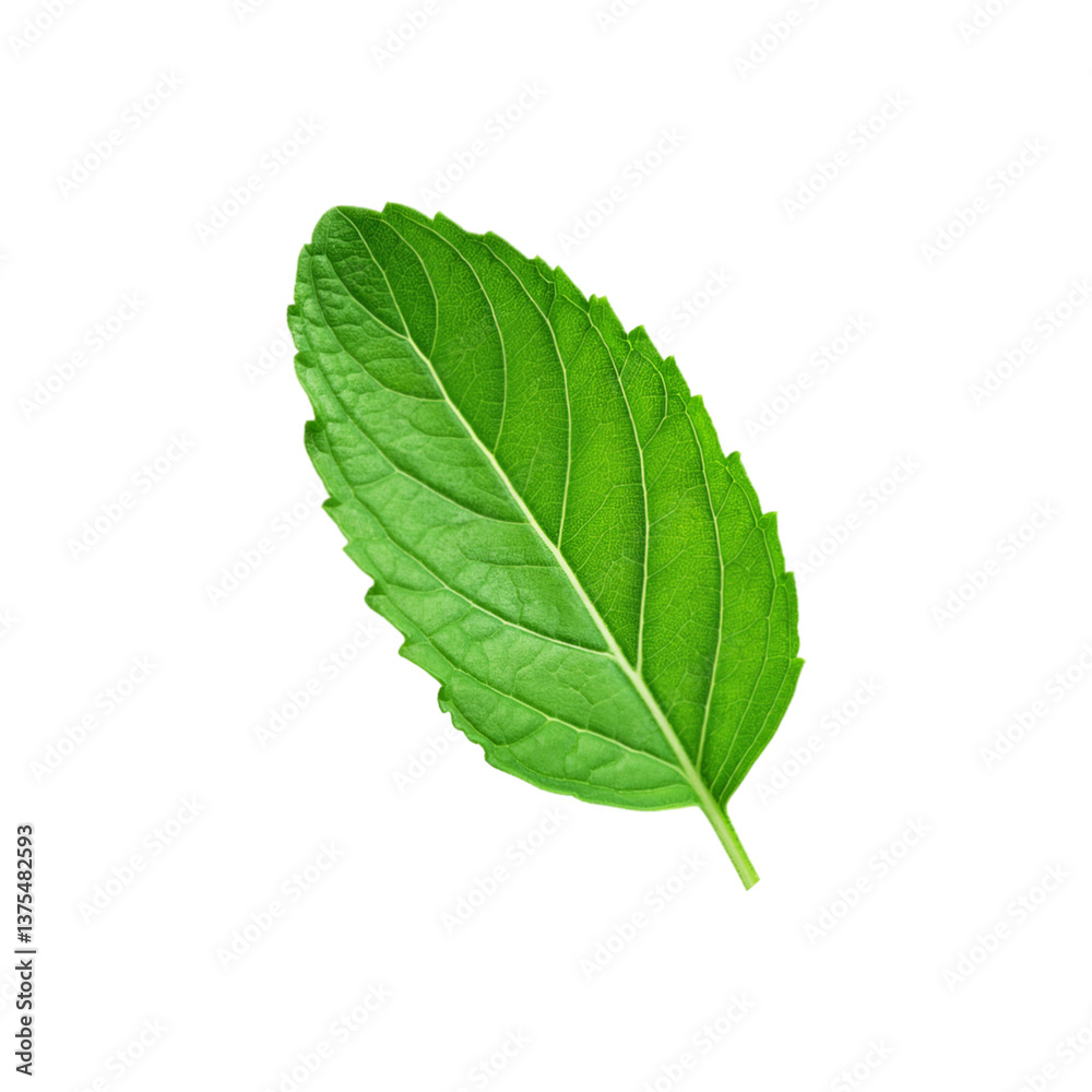 Fototapeta premium Green tulsi leaf on transparent background