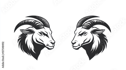 Wallpaper Mural Two ram heads facing each other, logo design Torontodigital.ca