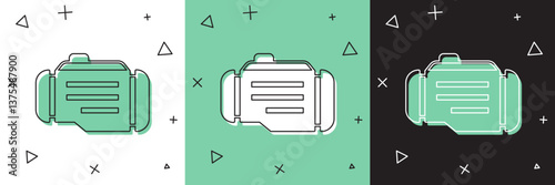 Set Check engine icon isolated on white and green, black background. Vector