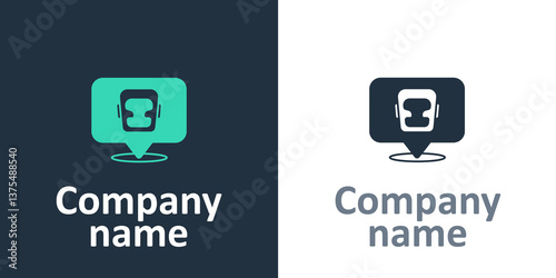 Logotype Boxing helmet icon isolated on white background. Logo design template element. Vector