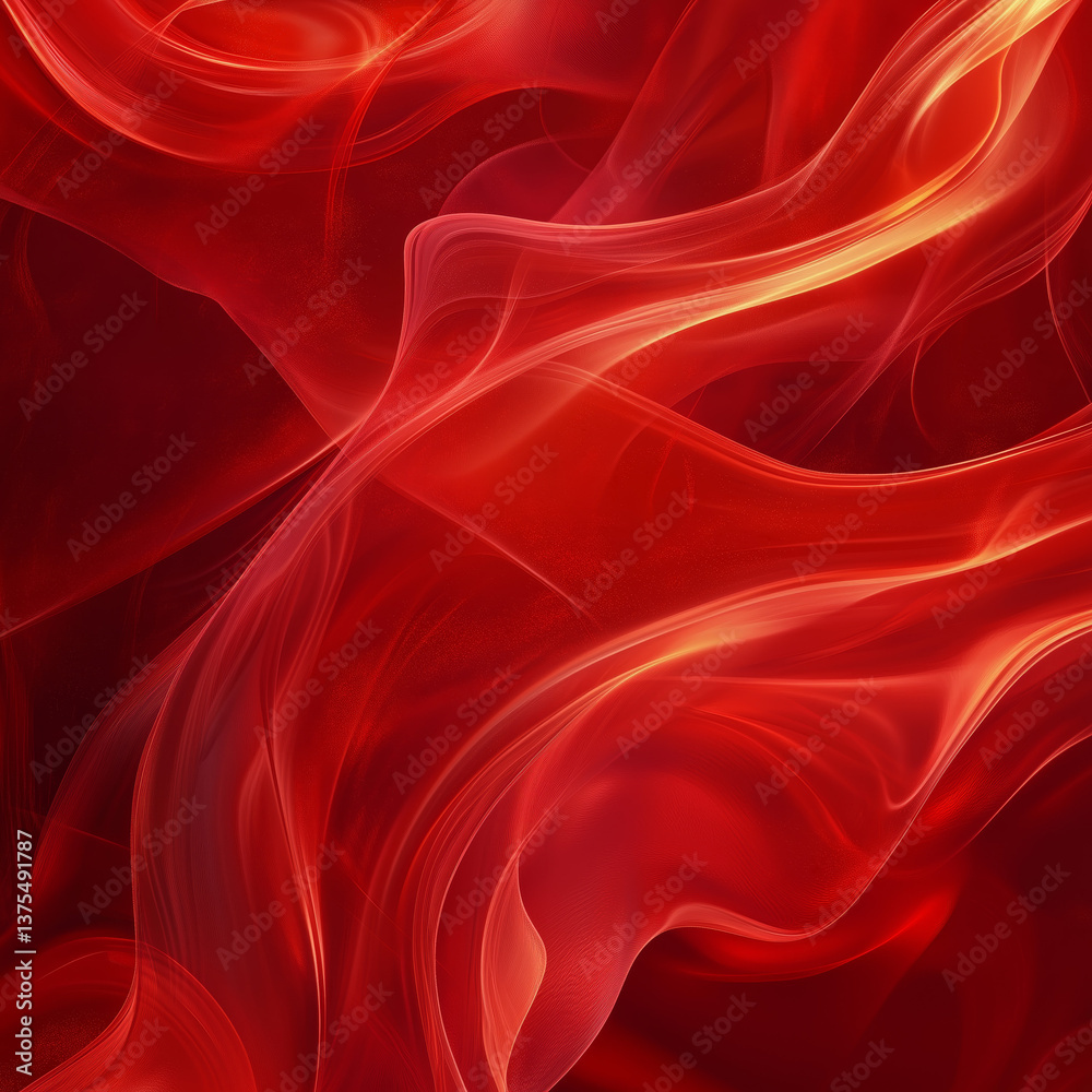Obraz premium Abstract glossy surface in vibrant red tones – modern flowing structure with a stylish effect, perfect for backgrounds or design elements.