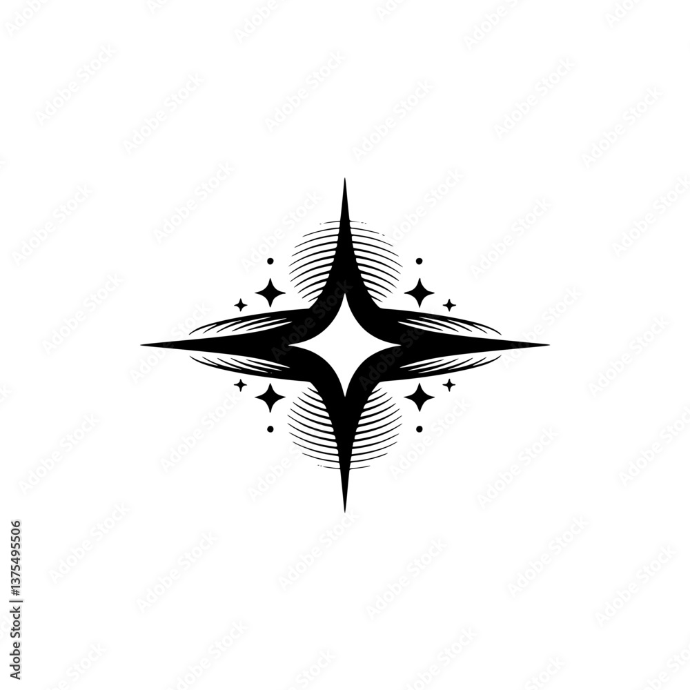 Fototapeta premium Black & White Geometric Starburst Logo Design