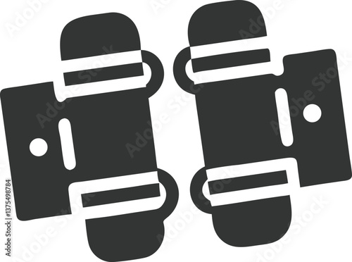 Two gray hinges hardware, mechanical component on transparent background
