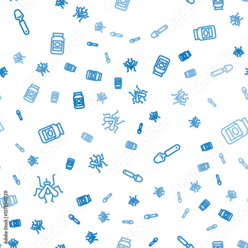 Set line Mosquito, Spoon and Jam jar on seamless pattern. Vector