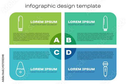 Set line Dildo vibrator, Dildo vibrator, Dildo vibrator and Dildo vibrator. Business infographic template. Vector
