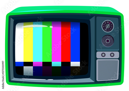 緑のレトロなテレビイラスト