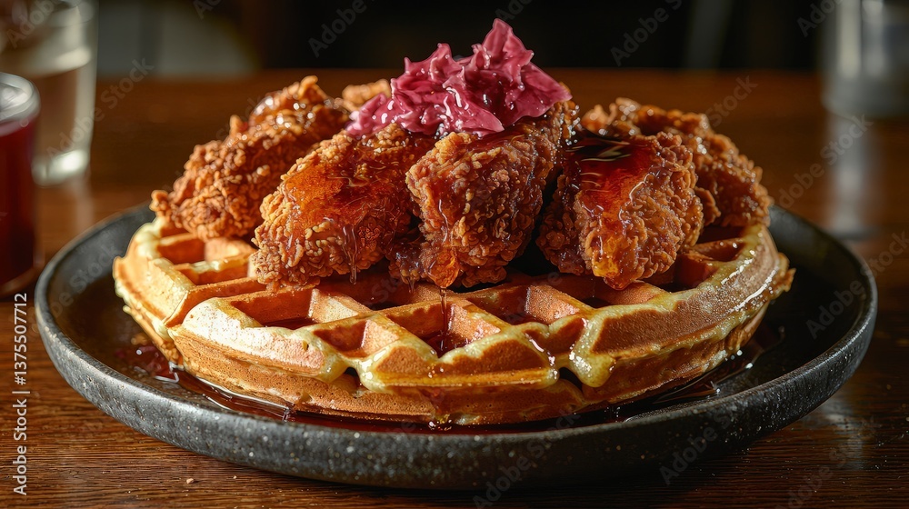 Crispy Chicken Waffle Breakfast Delight