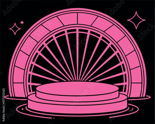 Minimalist Line Art Illustration of a Modern Gazebo or Temple.
