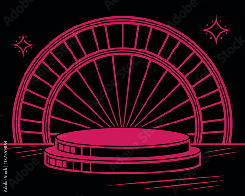 Minimalist Line Art Illustration of a Modern Gazebo or Temple.