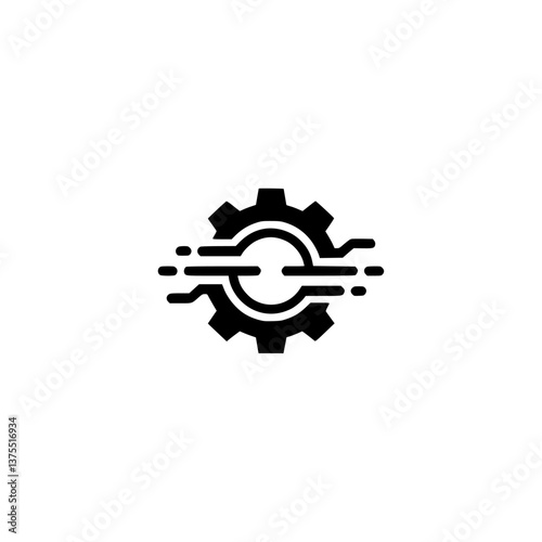 Cyber Gear Icon: Modern Tech & Automation Concept