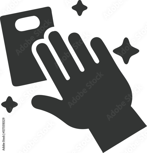 Hand Holding Sponge with Stars Flat Icon on Transparent Background