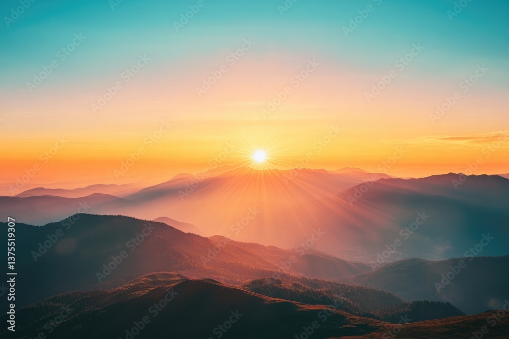 sunrise over mountains with large central quote in uppercase, isolated on a clean background sunrise over mountains with large central quote in uppercase, isolated on a clean background
