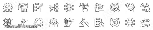 Line icons about business management. Contains such icons as leadership, organization, coaching and more. Editable vector stroke. 512x512 Pixel Perfect in transparent background.