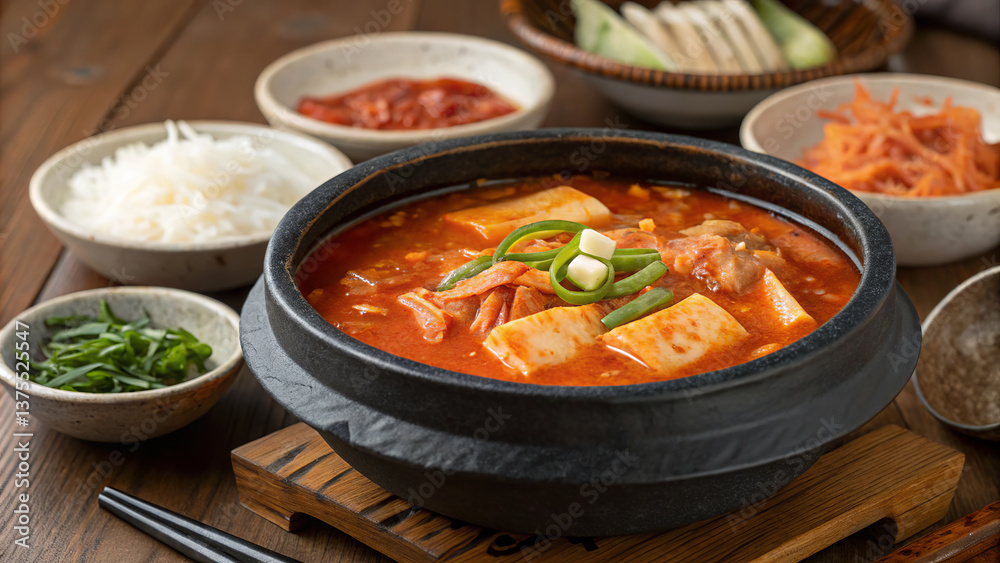 Kimchi Chchige (Korea): Spicy soup with kimchi, tofu and meat (or seafood). Kimchi Chchige (Korea): Spicy soup with kimchi, tofu and meat (or seafood).