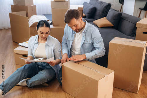Happy couple moved into new house